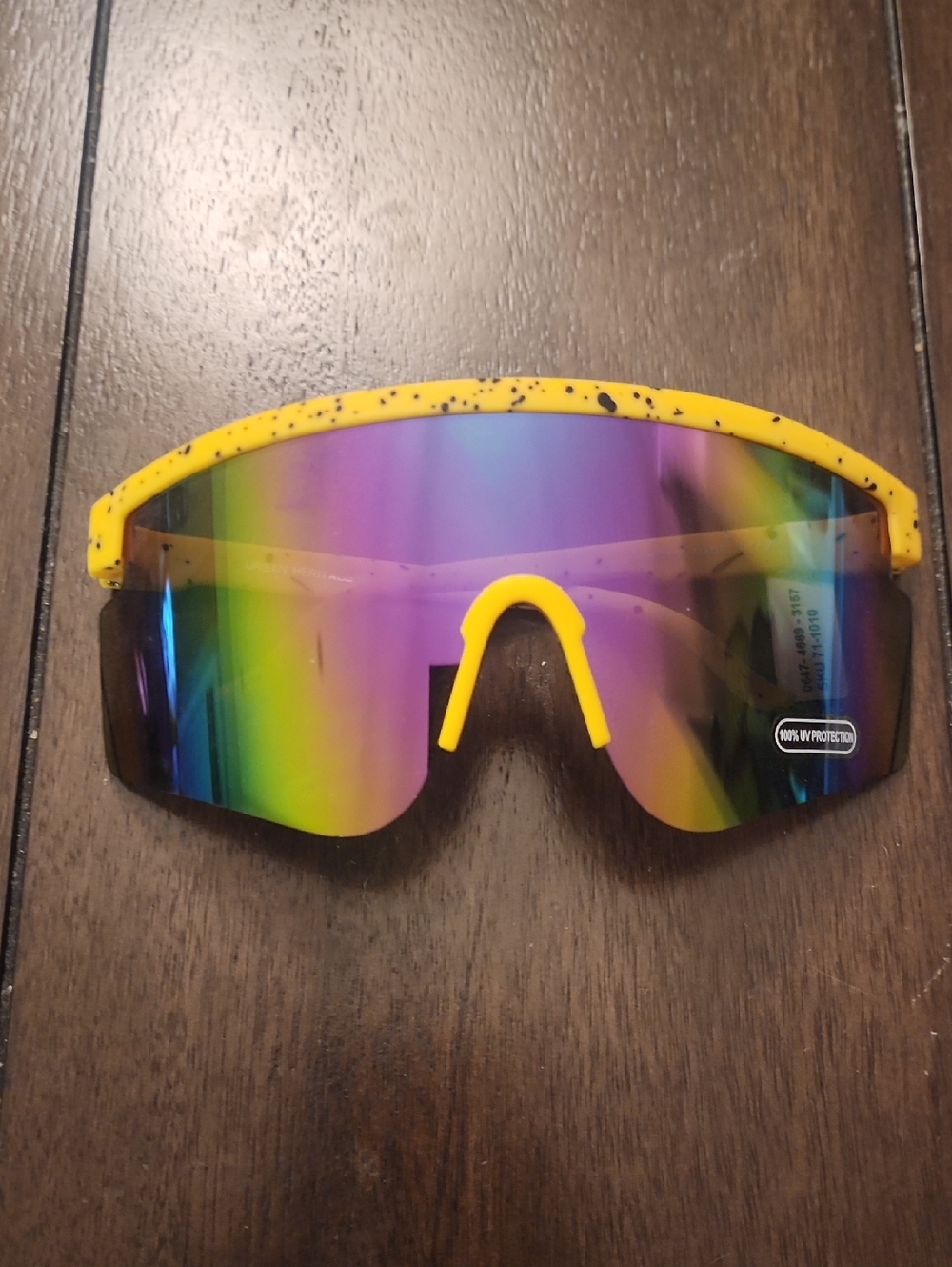 Yellow Speckled Frame Mirrored Shield Sunglasses | Pit Vipers